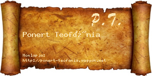 Ponert Teofánia névjegykártya